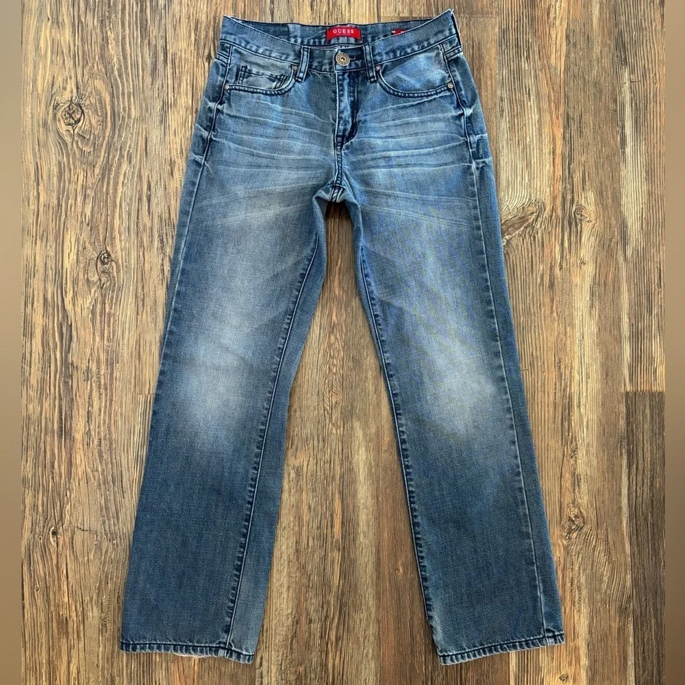 Guess Los Angeles Regular Straight Crescent Fit Blue Denim Jeans Mens 29x30